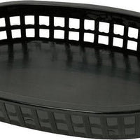 Omcan - 10" x 7" Black Plastic Oval Platter, Pack of 90 - 80355