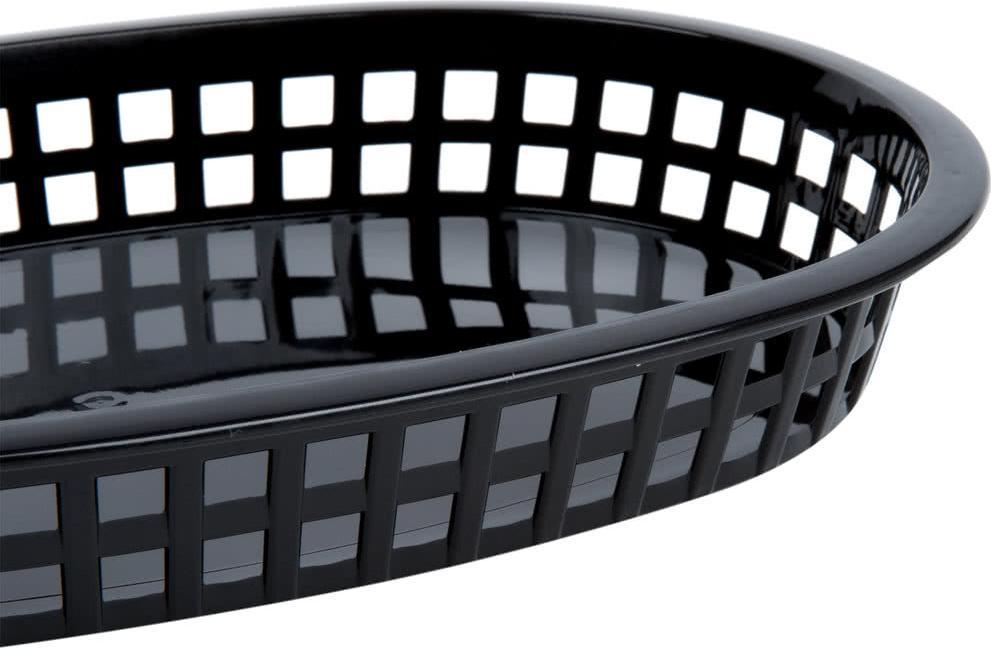 Omcan - 10" x 7" Black Plastic Oval Platter, Pack of 90 - 80355