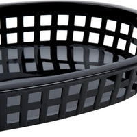 Omcan - 10" x 7" Black Plastic Oval Platter, Pack of 90 - 80355