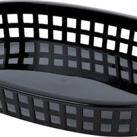 Omcan - 10" x 7" Black Plastic Oval Platter, Pack of 90 - 80355