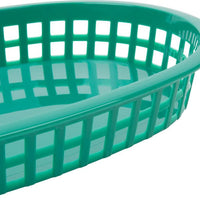 Omcan - 10" x 7" Green Plastic Oval Platter, Pack of 90 - 80354
