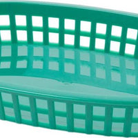 Omcan - 10" x 7" Green Plastic Oval Platter, Pack of 90 - 80354