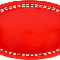 Omcan - 10" x 7" Red Plastic Oval Platter, Pack of 200 - 80356