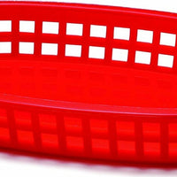 Omcan - 10" x 7" Red Plastic Oval Platter, Pack of 90 - 80356