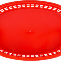 Omcan - 10" x 7" Red Plastic Oval Platter, Pack of 90 - 80356