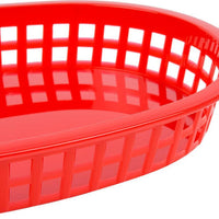 Omcan - 10" x 7" Red Plastic Oval Platter, Pack of 90 - 80356
