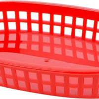 Omcan - 10" x 7" Red Plastic Oval Platter, Pack of 90 - 80356