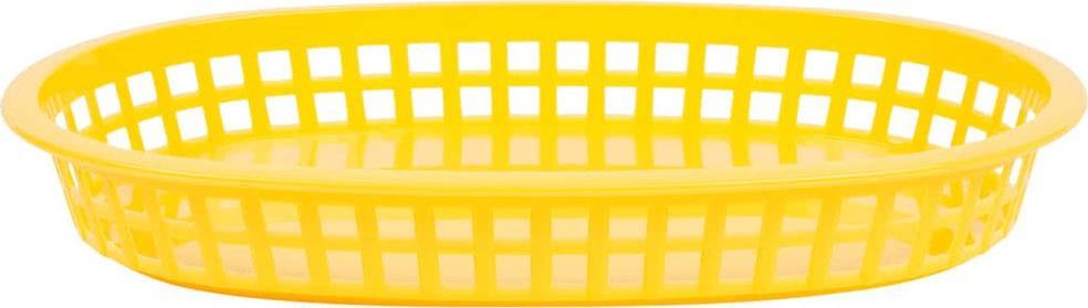 Omcan - 10" x 7" Yellow Plastic Oval Platter, Pack of 90 - 80357