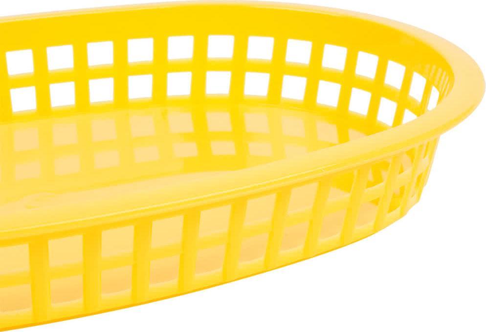 Omcan - 10" x 7" Yellow Plastic Oval Platter, Pack of 90 - 80357