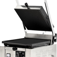 Omcan - 10" x 9" Single Panini Grill with Grooved & Smooth Surfaces - 11376