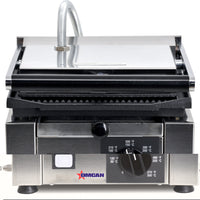 Omcan - 10" x 9" Single Panini Grill with Grooved & Smooth Surfaces - 11376