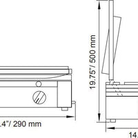 Omcan - 10" x 9" Single Panini Grill with Grooved Surfaces - 11375