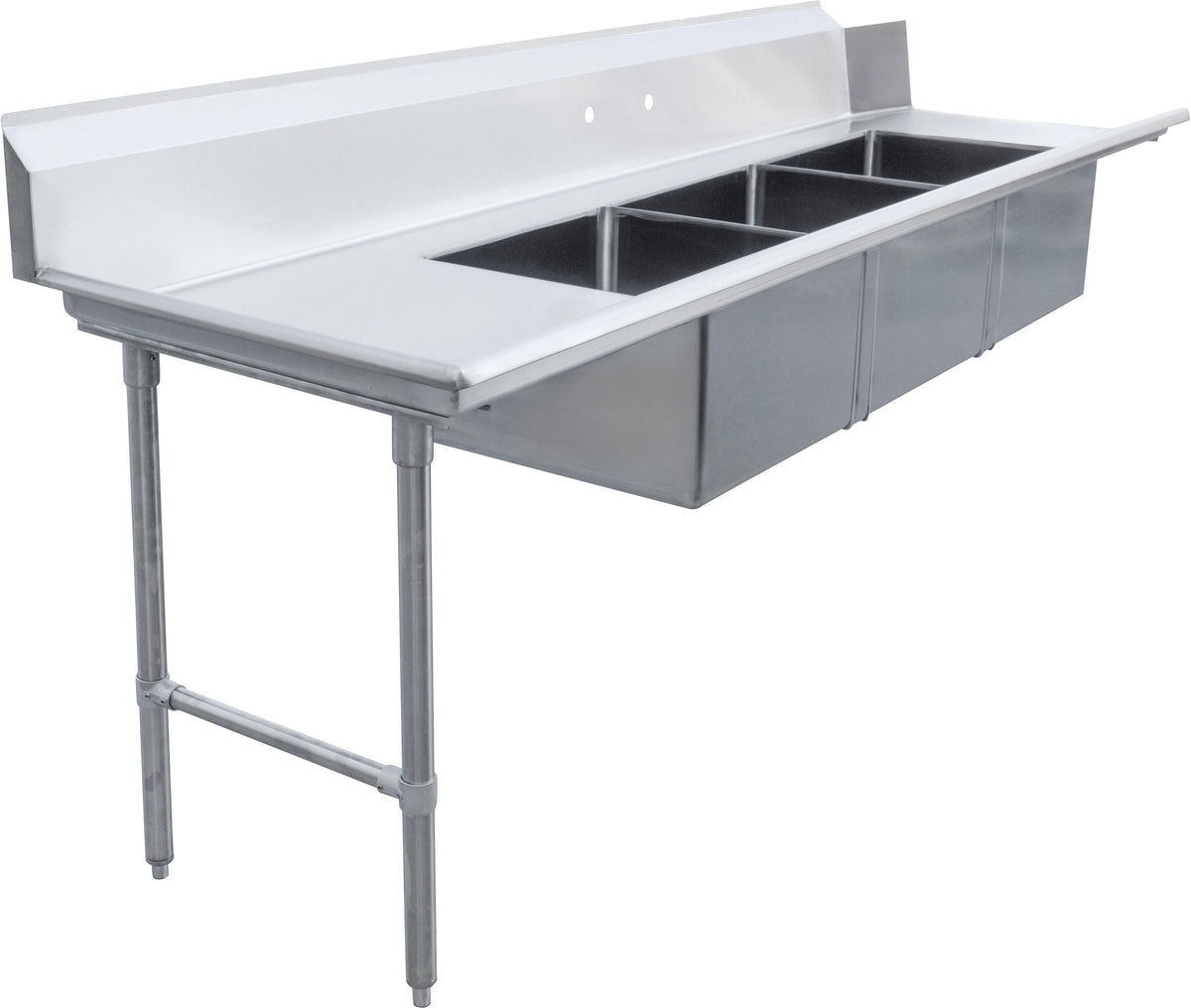 Omcan - 108" Left Side Soiled Dish Table with Three Sinks - 48501