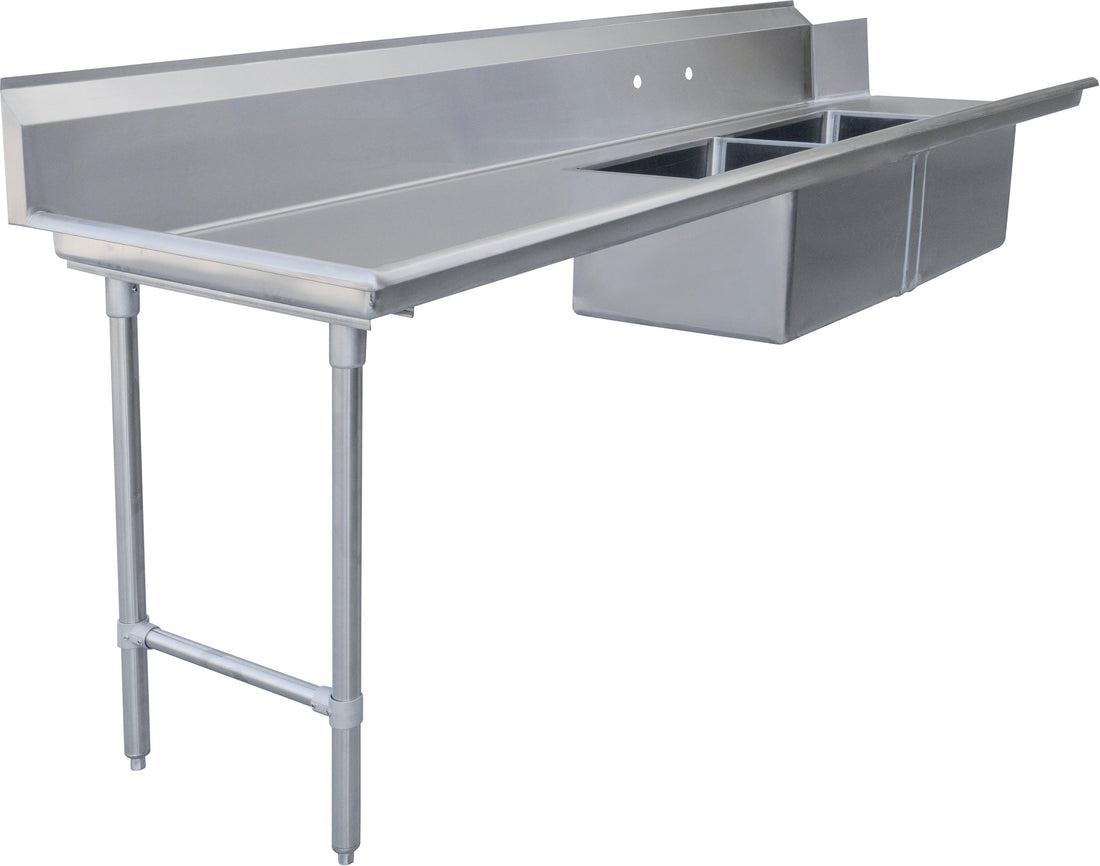 Omcan - 108" Left Side Soiled Dish Table with Two Sinks - 48491