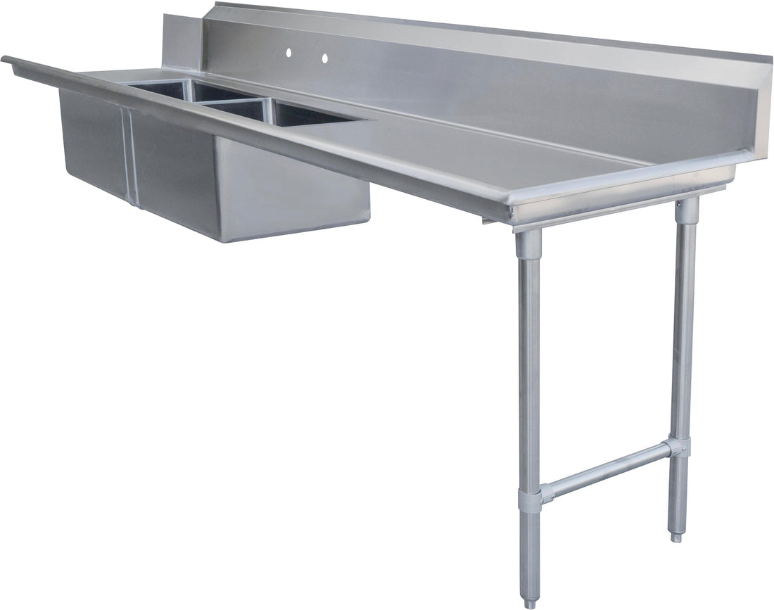 Omcan - 108" Right Side Soiled Dish Table with Two Sinks - 48492