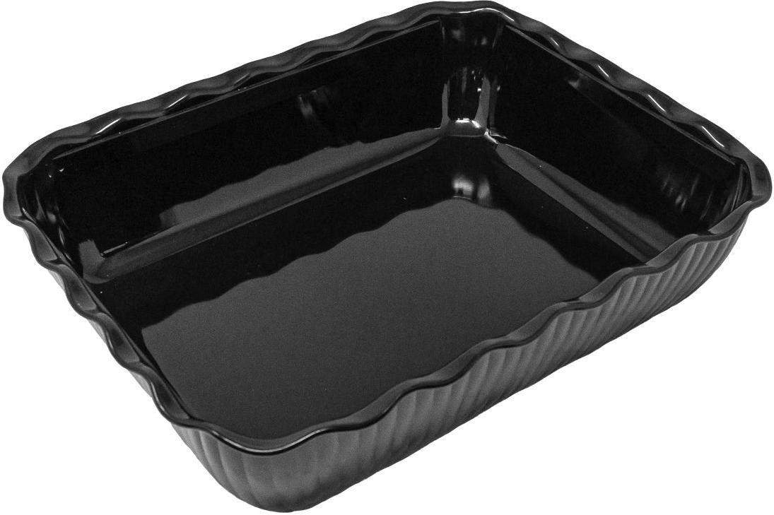 Omcan - 10.31″ x 6.7″ x 3.25″ Black Scalloped Deli Crock, Pack of 20 - 80956