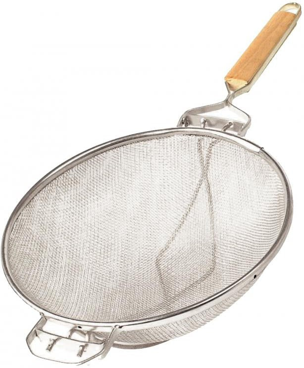 Omcan - 10.5″ Stainless Steel Mesh Strainer with Reinforced Double Mesh and Flat Handle, Pack of 3 - 81002
