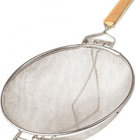 Omcan - 10.5″ Stainless Steel Mesh Strainer with Reinforced Double Mesh and Flat Handle, Pack of 3 - 81002