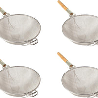 Omcan - 10.5″ Stainless Steel Mesh Strainer with Reinforced Double Mesh and Round Handle, Pack of 3 - 81003
