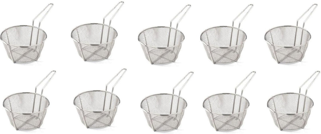 Omcan - 10.5" x 6" #6 Mesh Round Wire Fry Basket (267 x 152 mm), Pack of 10 - 80382