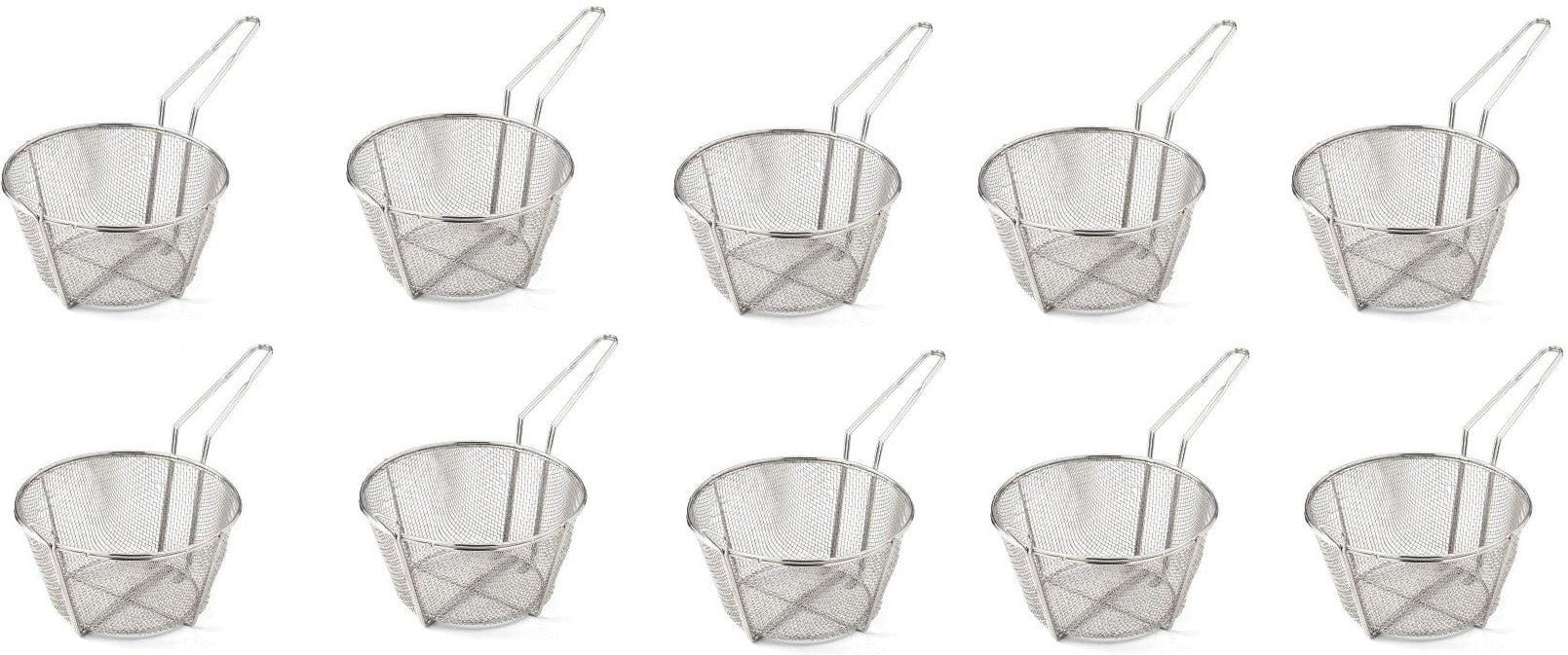 Omcan - 10.5" x 6" #6 Mesh Round Wire Fry Basket (267 x 152 mm), Pack of 10 - 80382