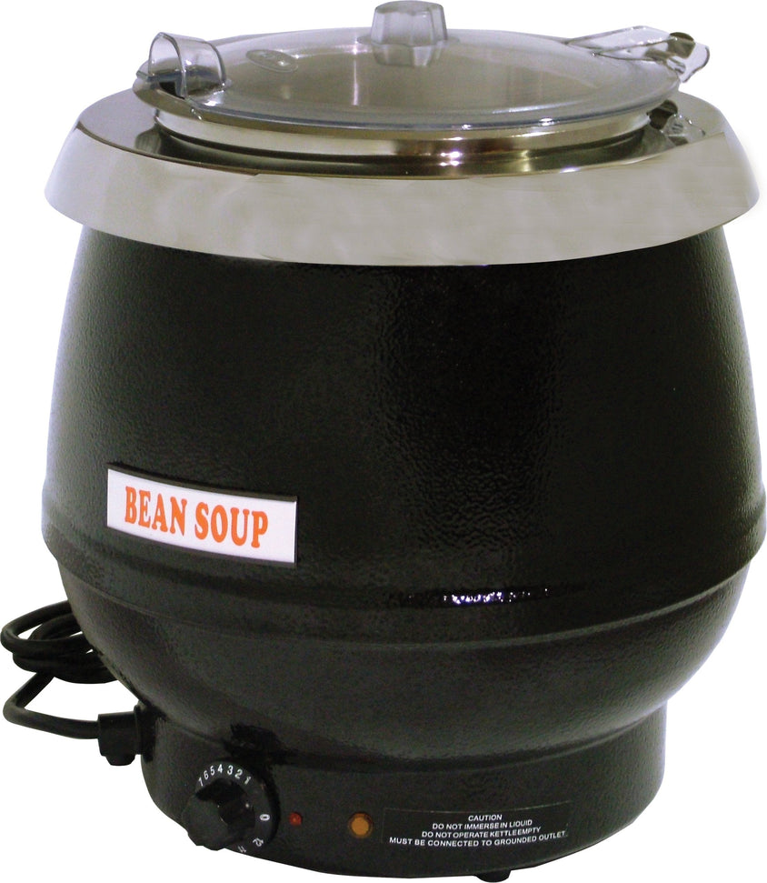 Omcan - 10.6 QT Black Soup Kettle with Lid (10 L) - FW-CN-0010-P