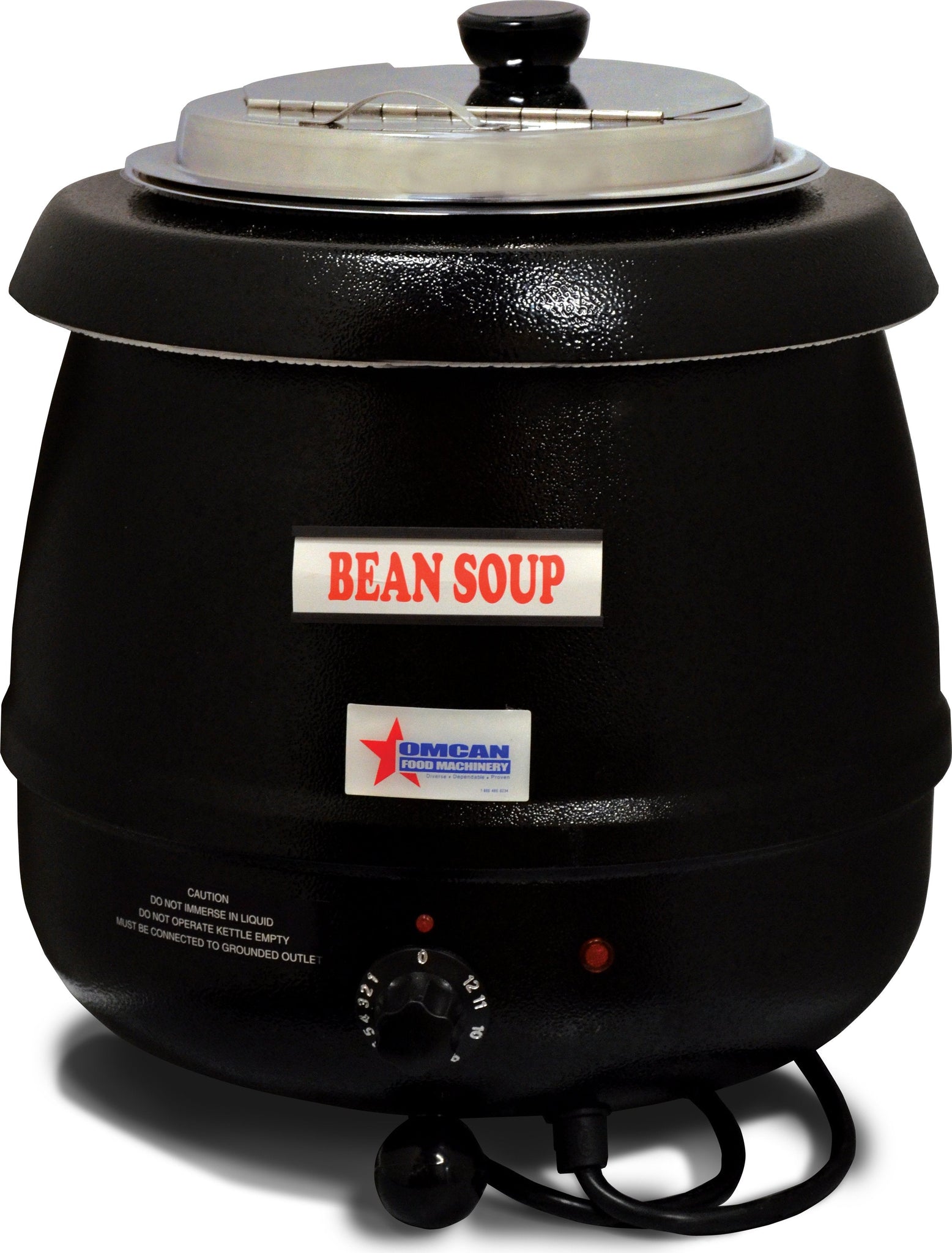 Omcan - 10.6 QT Black Soup Kettle with Metal Lid (10 L) - FW-CN-0010