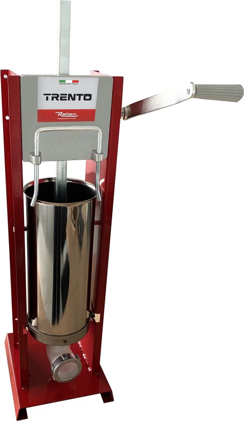 Omcan - 11 Lb Capacity, 2-Speed Vertical Gear Drive Trento Red Manual Sausage Stuffer - 48167