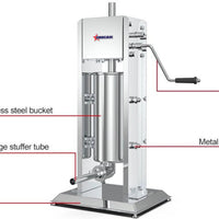 Omcan - 11 Lb Stainless Steel Vertical Gear Drive Manual Sausage Stuffer - 47432