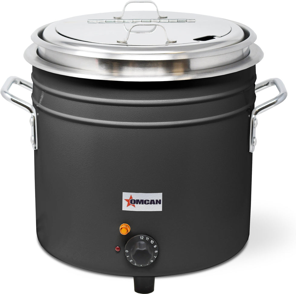 Omcan - 11 Qt Black Retro Soup Warmer/Rethermalizer - 44392