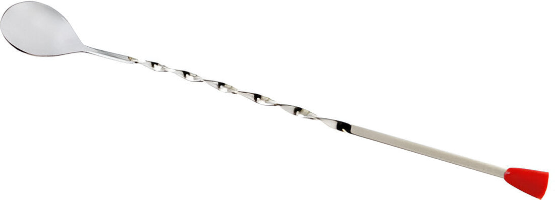 Omcan - 11" Stainless Steel Bar Spoon with Red Knob, Pack of 100 - 80845