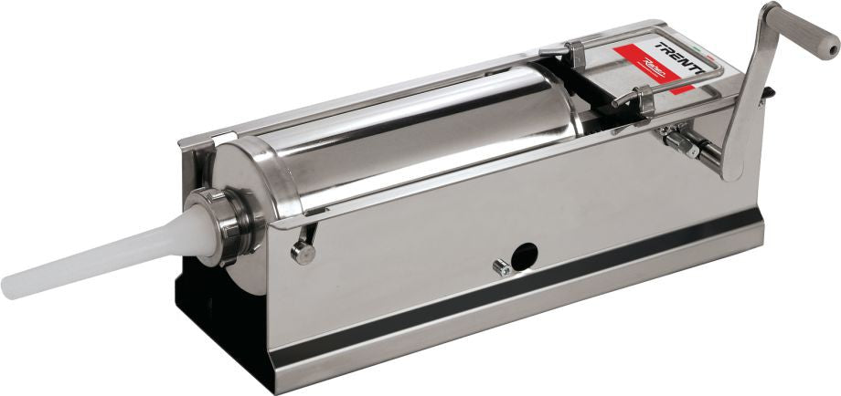 Omcan - 11 lb Capacity, 2-Speed Horizontal Gear Drive Trento Stainless Steel Manual Sausage Stuffer - 48164