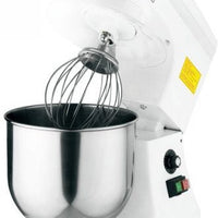 Omcan - 110V, 7-QT White Countertop Planetary Mixer with Guard - MX-CN-0007-HW