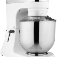 Omcan - 110V, 7-QT White Countertop Planetary Mixer with Guard - MX-CN-0007-HW