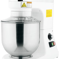 Omcan - 110V, 7-QT White Countertop Planetary Mixer with Guard - MX-CN-0007-HW