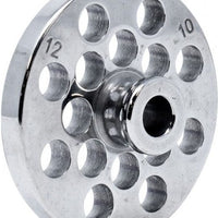 Omcan - #12 (10 mm) European-Style Stainless Steel Meat Grinder Plate with Hub, Pack of 3 - 11196