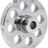 Omcan - #12 (12 mm) European-Style Stainless Steel Meat Grinder Plate with Hub, Pack of 3 - 11197