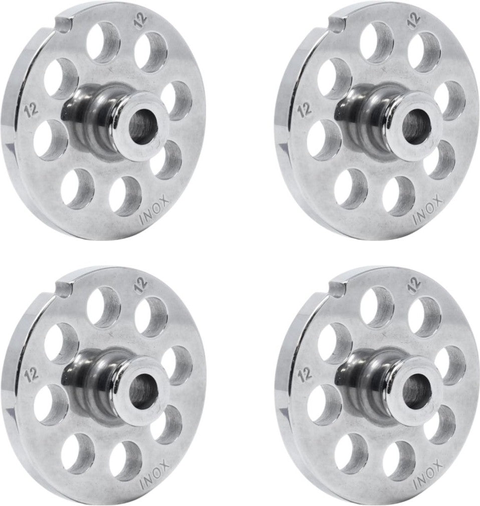 Omcan - #12 (12 mm) European-Style Stainless Steel Meat Grinder Plate with Hub, Pack of 3 - 11197