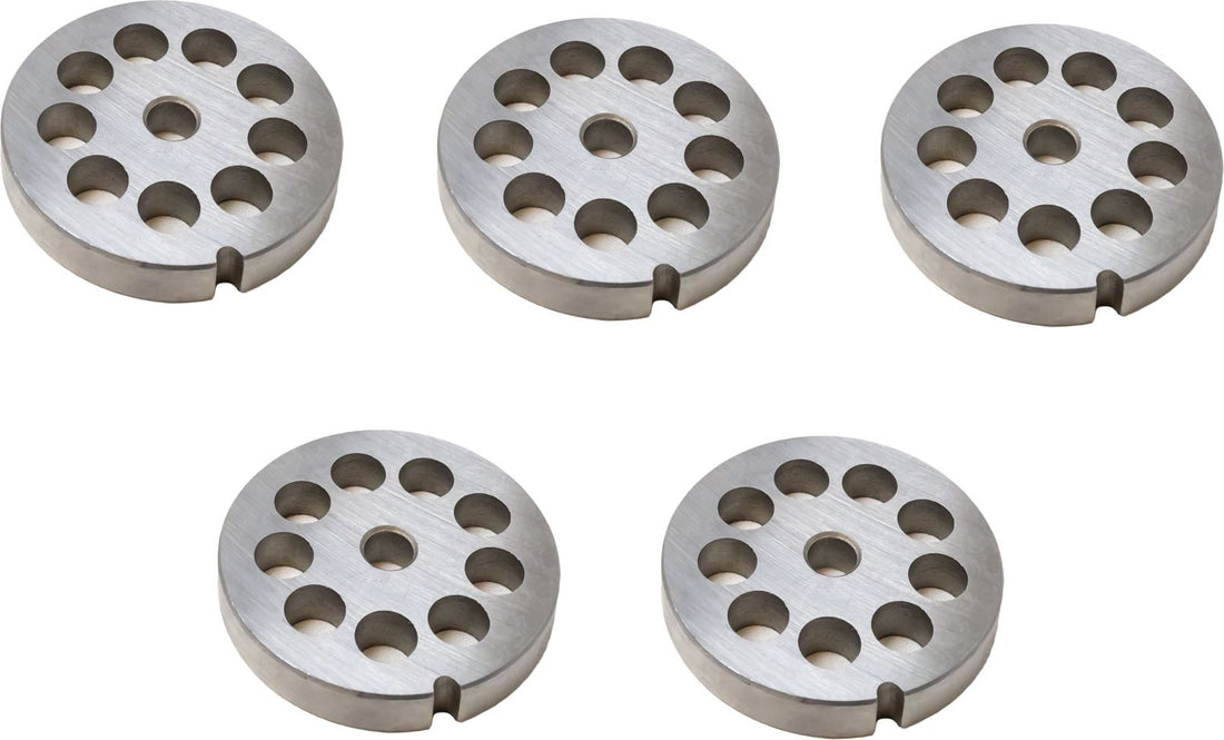 Omcan - #12 (12 mm) Hubless European-Style Stainless Steel Meat Grinder Plate, Pack of 5 - 11218