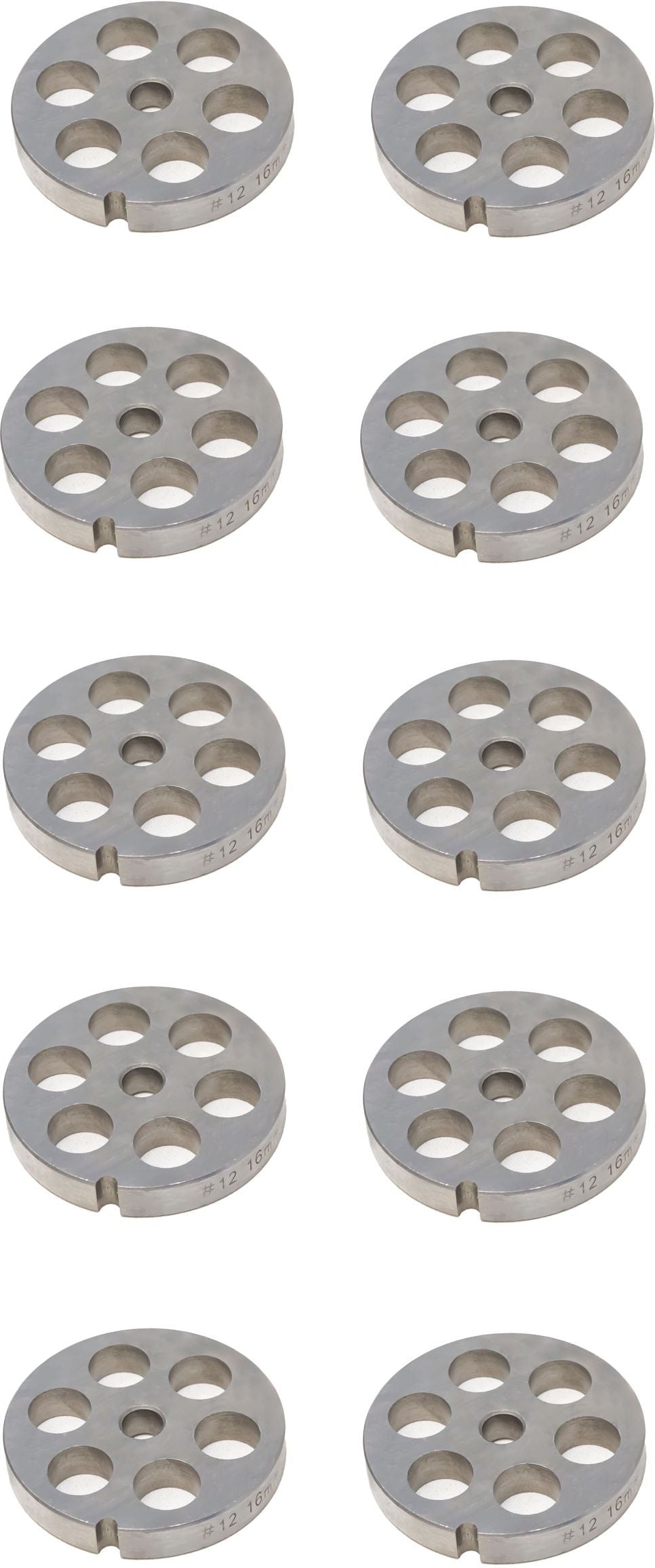 Omcan - #12 (16 mm) Hubless Carbon Steel Meat Grinder Plate, Pack of 10 - 11242