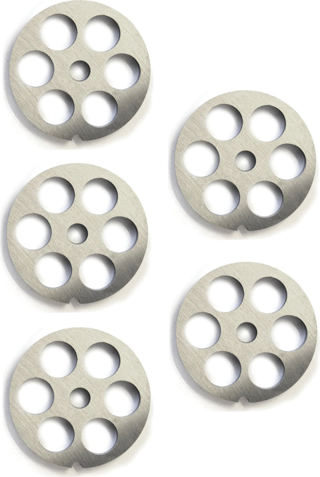 Omcan - #12 (18 mm) Hubless European-Style Stainless Steel Meat Grinder Plate, Pack of 4 - 11219