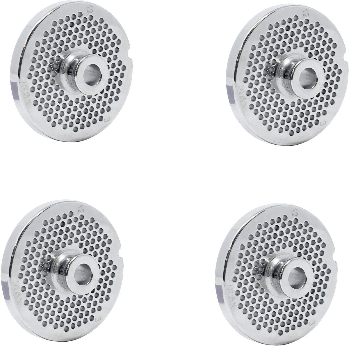 Omcan - #12 (6 mm) European-Style Stainless Steel Meat Grinder Plate with Hub, Pack of 3 - 11194