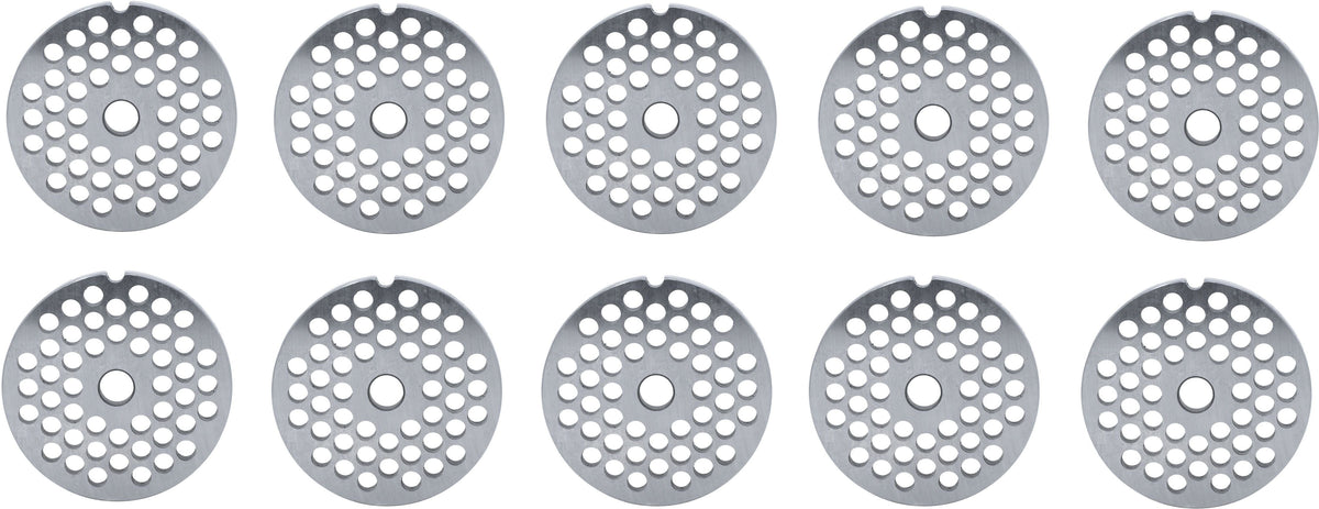 Omcan - #12 (6 mm) Hubless Carbon Steel Meat Grinder Plate, Pack of 10 - 11237