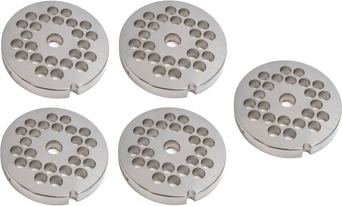 Omcan - #12 (8 mm) Hubless European-Style Stainless Steel Meat Grinder Plate, Pack of 4 - 11216