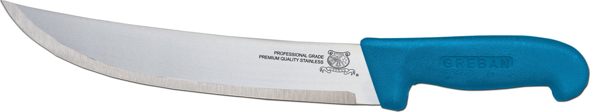 Omcan - 12” Butcher Steak Knife with Blue Polypropylene Handle, Pack of 5 - 12268
