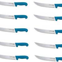 Omcan - 12” Butcher Steak Knife with Blue Polypropylene Handle, Pack of 5 - 12268