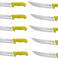 Omcan - 12” Butcher Steak Knife with Yellow Polypropylene Handle, Pack of 10 - 12285