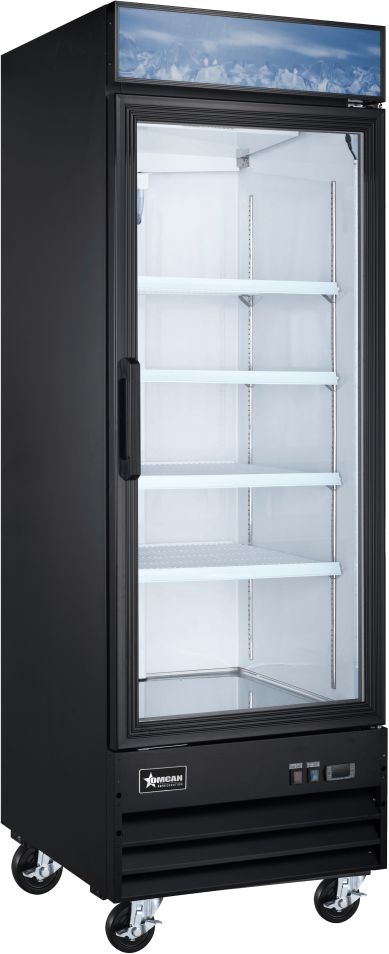 Omcan - 12 Cu.Ft. Black Display Freezer With Single Glass Door - 51029
