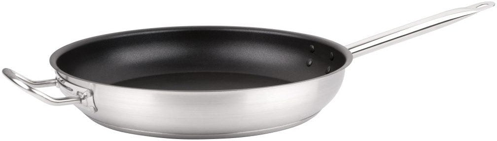 Omcan - 12" Non-stick Stainless Steel Fry Pan with Help Handle, Pack of 2 - 85274