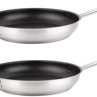 Omcan - 12" Non-stick Stainless Steel Fry Pan with Help Handle, Pack of 2 - 85274